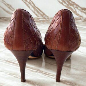 Cole Haan Woven Leather Brown Heels-EXCELLENT Condition-Size 9.5